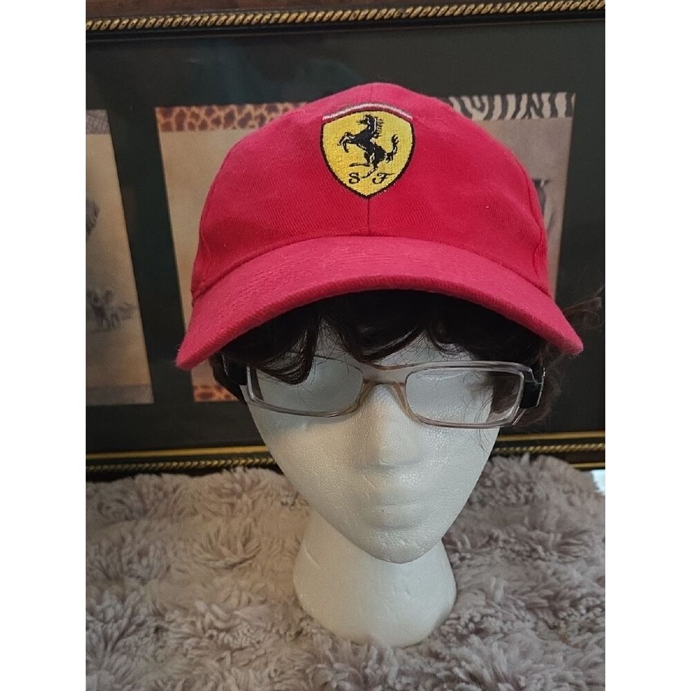 Ferrari Red Adult Baseball Hat with Yellow Shield Emblem